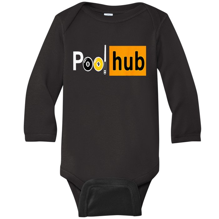 Pool Hub Funny Billiards Pool Team League Billiards Baby Long Sleeve Bodysuit