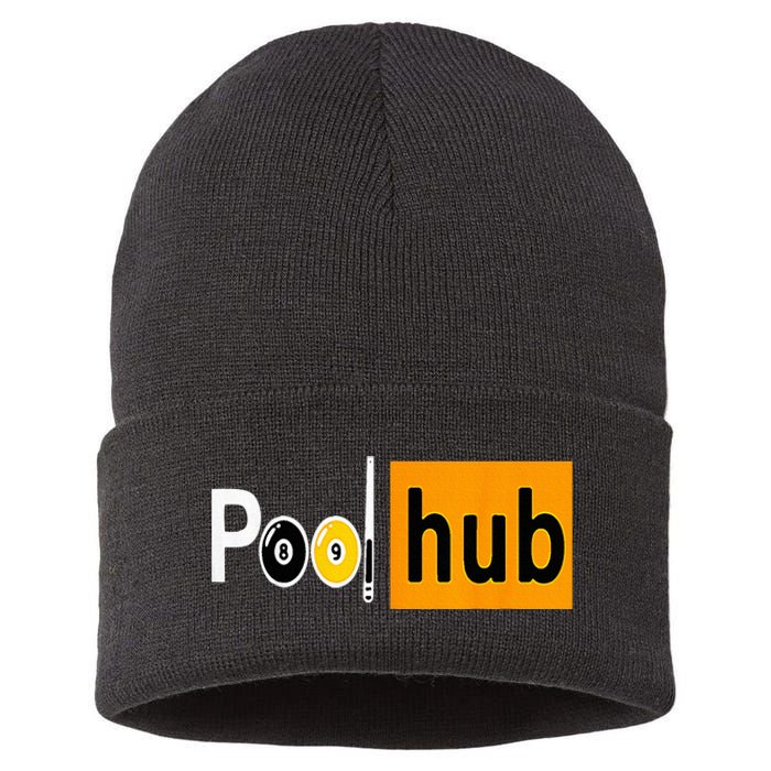 Pool Hub Funny Billiards Pool Team League Billiards Sustainable Knit Beanie