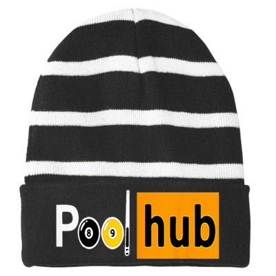 Pool Hub Funny Billiards Pool Team League Billiards Striped Beanie with Solid Band