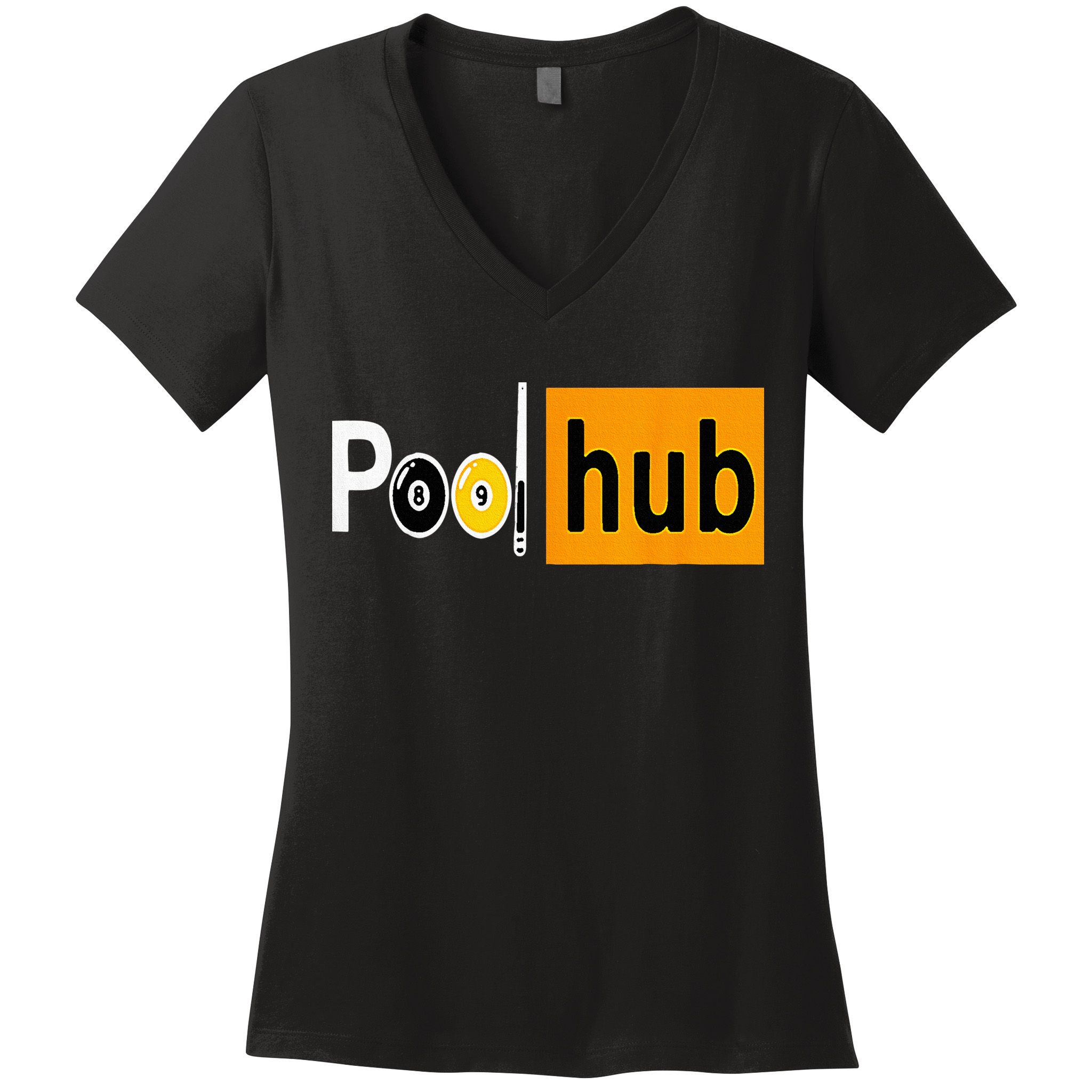 Pool Hub Funny Billiards Pool Team League Billiards Women's V-Neck T-Shirt