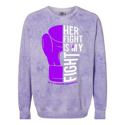 purple Her Fight is My Fight Rett Syndrome Awareness  Colorblast Crewneck Sweatshirt