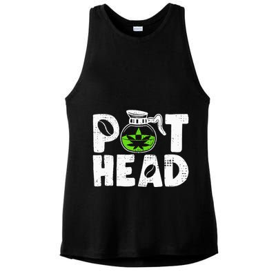 Pot Head Funny Coffee 420 Weed Lover Cannabis Marijuana Ladies PosiCharge Tri-Blend Wicking Tank