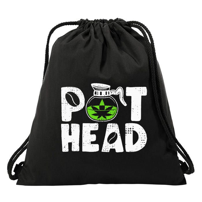 Pot Head Funny Coffee 420 Weed Lover Cannabis Marijuana Drawstring Bag