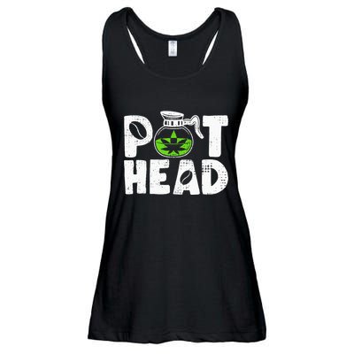 Pot Head Funny Coffee 420 Weed Lover Cannabis Marijuana Ladies Essential Flowy Tank