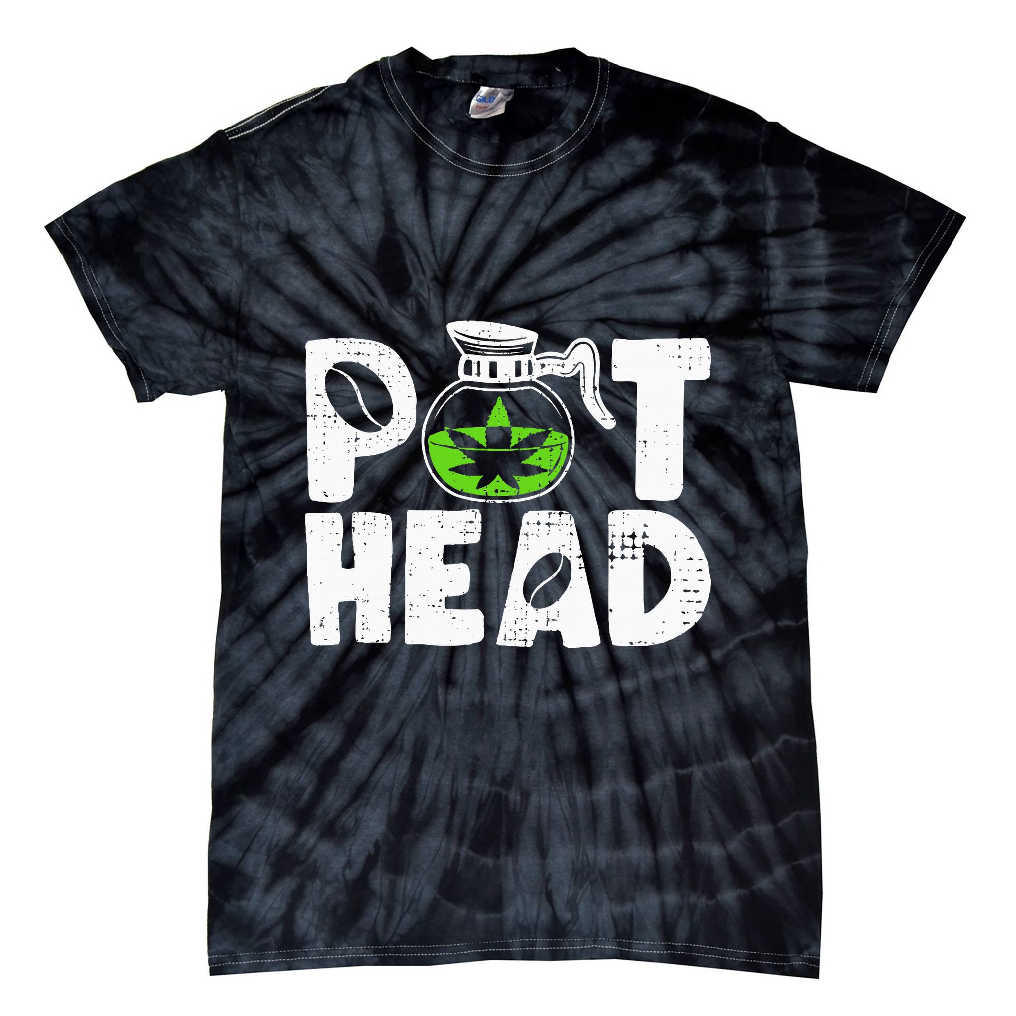 Pot Head Funny Coffee 420 Weed Lover Cannabis Marijuana Tie-Dye T-Shirt