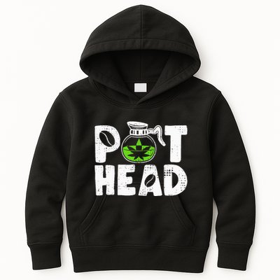 Pot Head Funny Coffee 420 Weed Lover Cannabis Marijuana Kids Hoodie