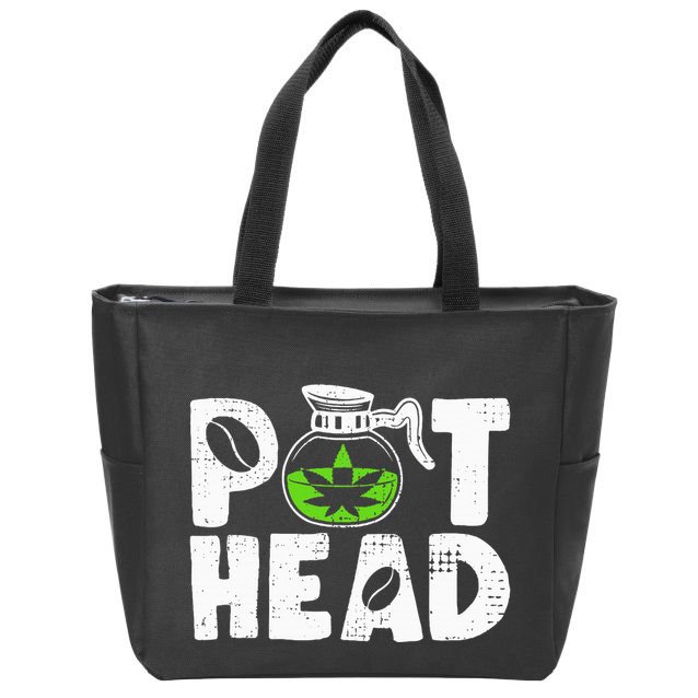 Pot Head Funny Coffee 420 Weed Lover Cannabis Marijuana Zip Tote Bag