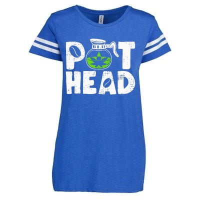 Pot Head Funny Coffee 420 Weed Lover Cannabis Marijuana Enza Ladies Jersey Football T-Shirt