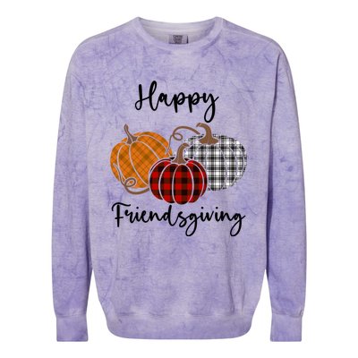 Plaid Happy Friendsgiving Funny Gift Friends Giving Funny Cool Gift Colorblast Crewneck Sweatshirt