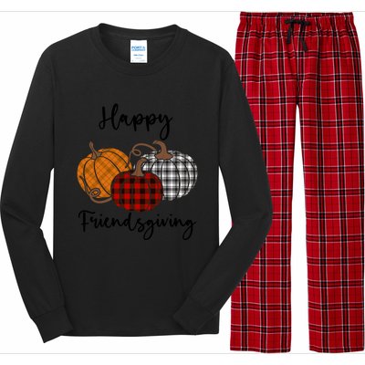 Plaid Happy Friendsgiving Funny Gift Friends Giving Funny Cool Gift Long Sleeve Pajama Set