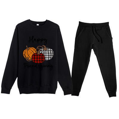 Plaid Happy Friendsgiving Funny Gift Friends Giving Funny Cool Gift Premium Crewneck Sweatsuit Set