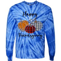 Plaid Happy Friendsgiving Funny Gift Friends Giving Funny Cool Gift Tie-Dye Long Sleeve Shirt