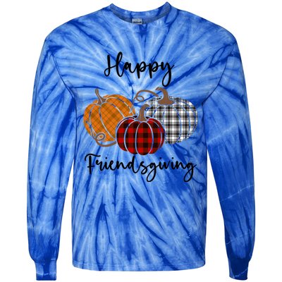 Plaid Happy Friendsgiving Funny Gift Friends Giving Funny Cool Gift Tie-Dye Long Sleeve Shirt