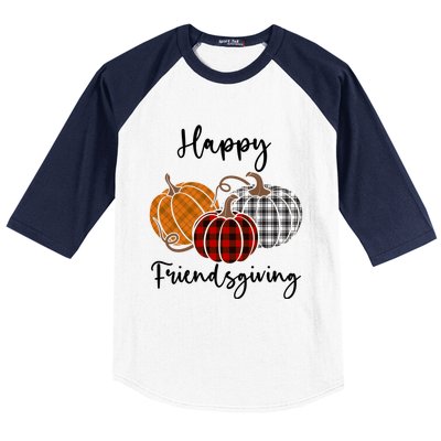 Plaid Happy Friendsgiving Funny Gift Friends Giving Funny Cool Gift Baseball Sleeve Shirt