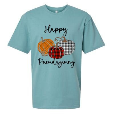 Plaid Happy Friendsgiving Funny Gift Friends Giving Funny Cool Gift Sueded Cloud Jersey T-Shirt