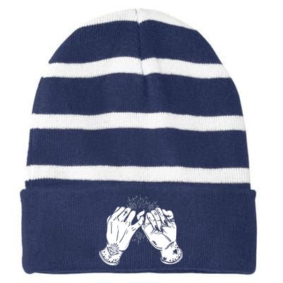 Promise Hands Funny Striped Beanie with Solid Band