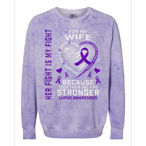 Purple Her Fight Wife Lupus Awareness Month Graphic Products Colorblast Crewneck Sweatshirt