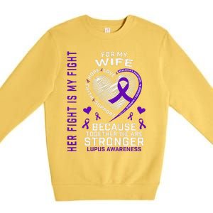 Purple Her Fight Wife Lupus Awareness Month Graphic Products Premium Crewneck Sweatshirt