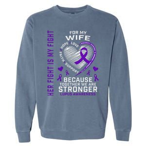 Purple Her Fight Wife Lupus Awareness Month Graphic Products Garment-Dyed Sweatshirt