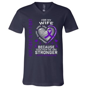 Purple Her Fight Wife Lupus Awareness Month Graphic Products V-Neck T-Shirt