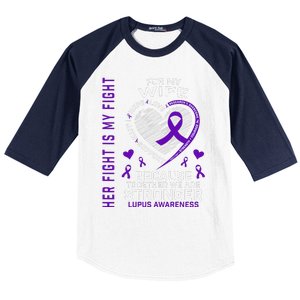 Purple Her Fight Wife Lupus Awareness Month Graphic Products Baseball Sleeve Shirt