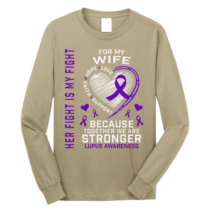 Purple Her Fight Wife Lupus Awareness Month Graphic Products Long Sleeve Shirt