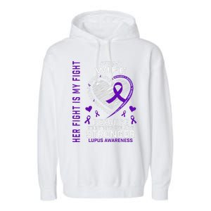 Purple Her Fight Wife Lupus Awareness Month Graphic Products Garment-Dyed Fleece Hoodie