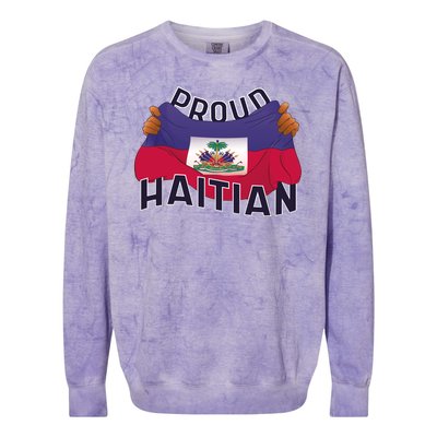 Proud Haitian Flag Colorblast Crewneck Sweatshirt