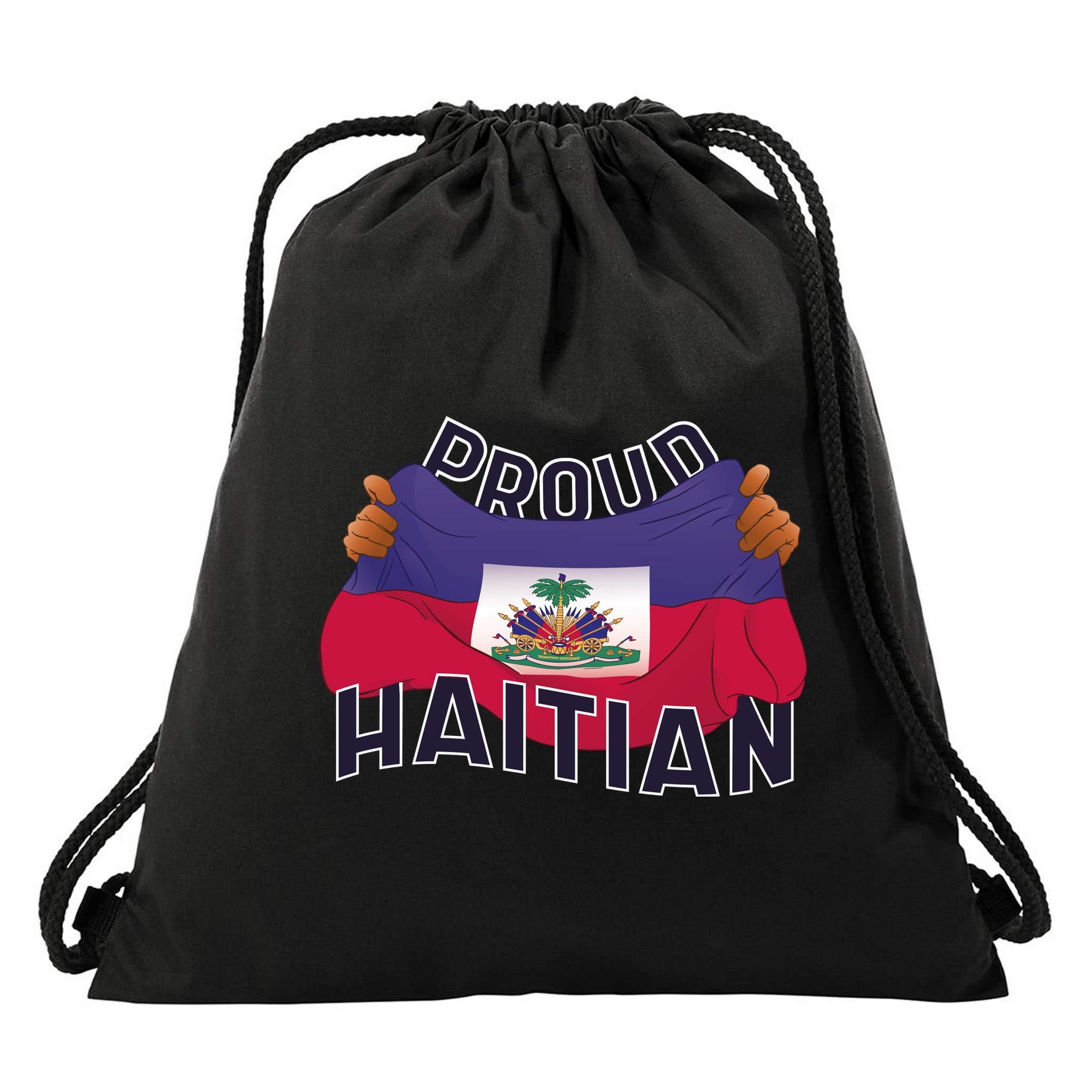 Proud Haitian Flag Drawstring Bag