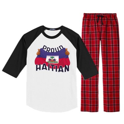 Proud Haitian Flag Raglan Sleeve Pajama Set