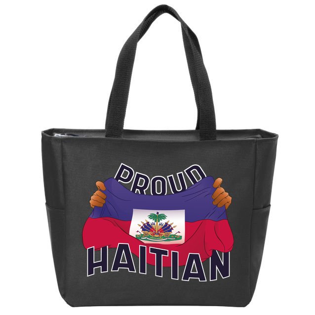 Proud Haitian Flag Zip Tote Bag