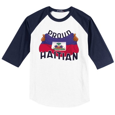 Proud Haitian Flag Baseball Sleeve Shirt