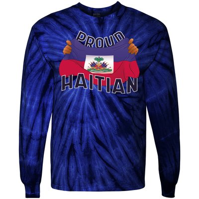 Proud Haitian Flag Tie-Dye Long Sleeve Shirt