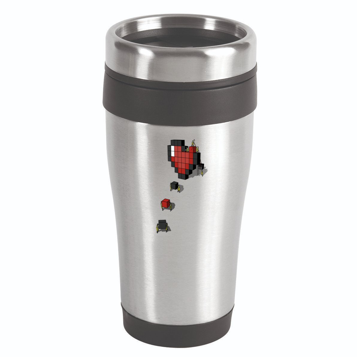 Pixel Heart Funny Gamer 16oz Travel Tumbler