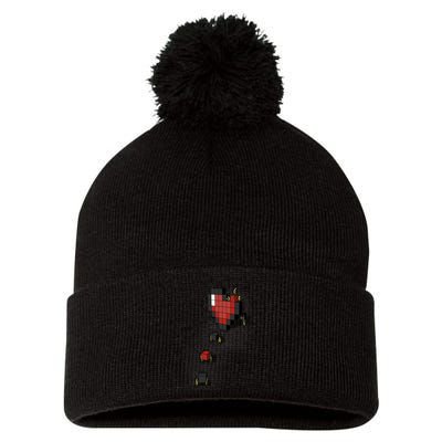Pixel Heart Funny Gamer Pom Pom 12in Knit Beanie