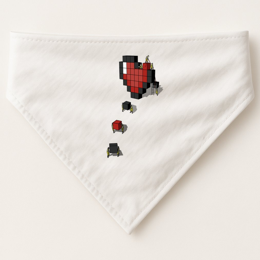 Pixel Heart Funny Gamer USA-Made Doggie Bandana