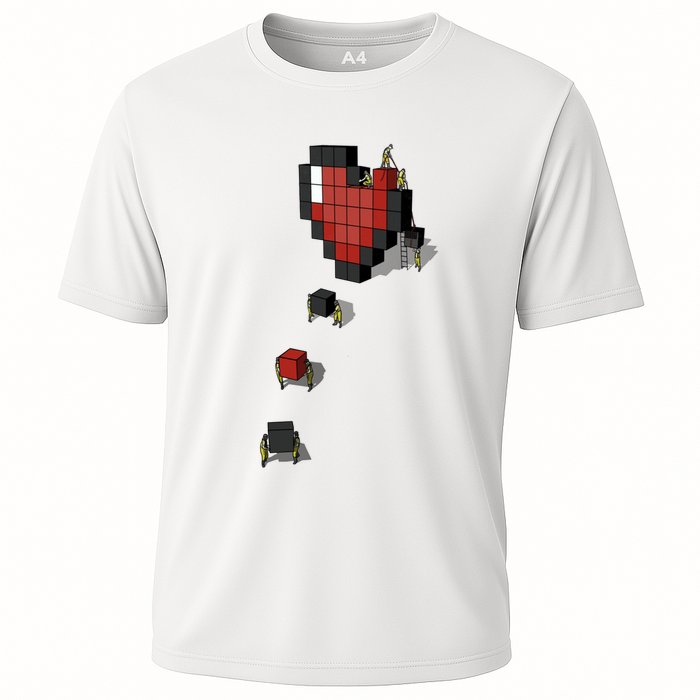 Pixel Heart Funny Gamer Cooling Performance Crew T-Shirt