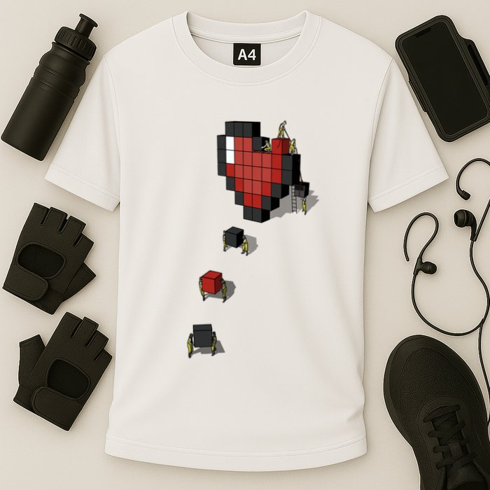Pixel Heart Funny Gamer Cooling Performance Crew T-Shirt