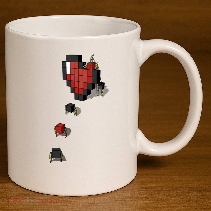 Pixel Heart Funny Gamer 11oz C Handle Ceramic Mug
