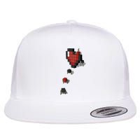 Pixel Heart Funny Gamer Flat Bill Trucker Hat