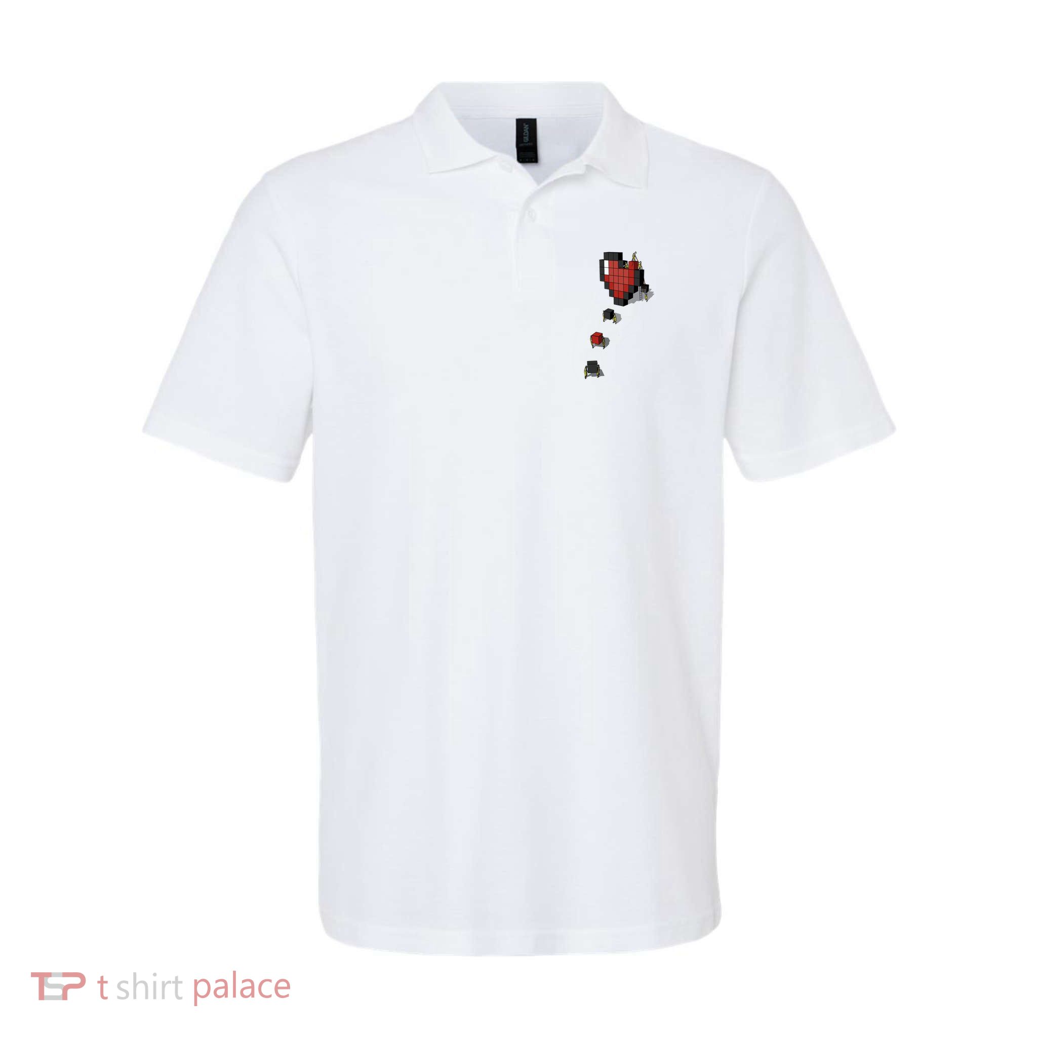 Pixel Heart Funny Gamer Polo
