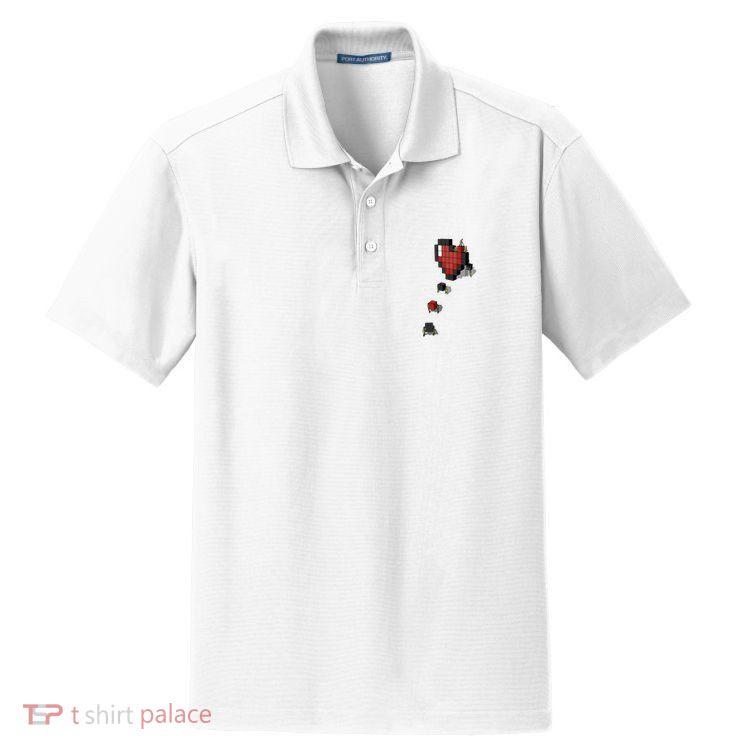 Pixel Heart Funny Gamer Dry Zone Grid Polo
