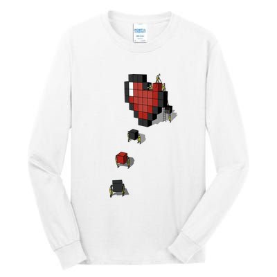 Pixel Heart Funny Gamer Tall Long Sleeve T-Shirt