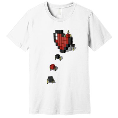 Pixel Heart Funny Gamer Premium T-Shirt