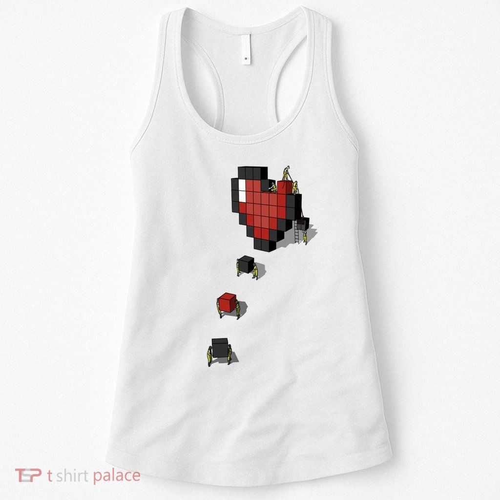 Pixel Heart Funny Gamer Womens Tank Top