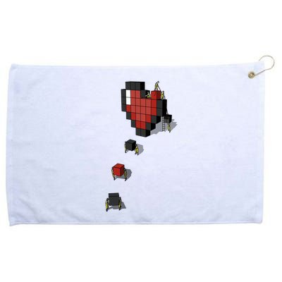 Pixel Heart Funny Gamer Grommeted Golf Towel