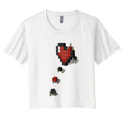 Pixel Heart Funny Gamer Crop Top