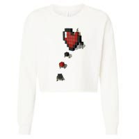 Pixel Heart Funny Gamer Cropped Pullover Crew