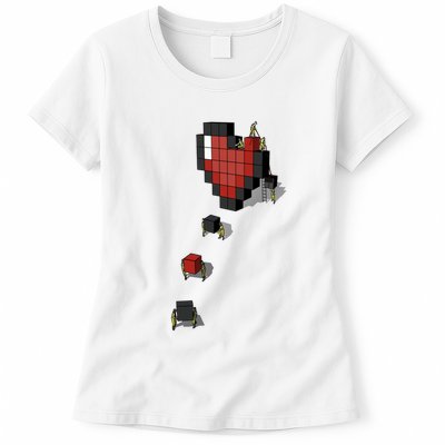 Pixel Heart Funny Gamer Womens T-Shirt
