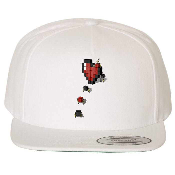 Pixel Heart Funny Gamer Wool Snapback Cap